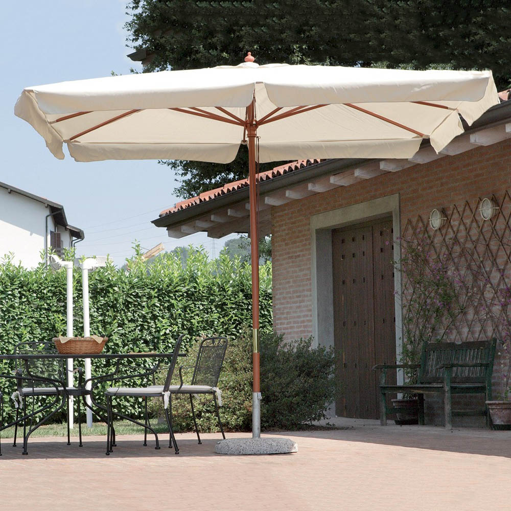 Ombrellone in Legno 200x300 cm a 6 Stecche FERLIVING - Bianco