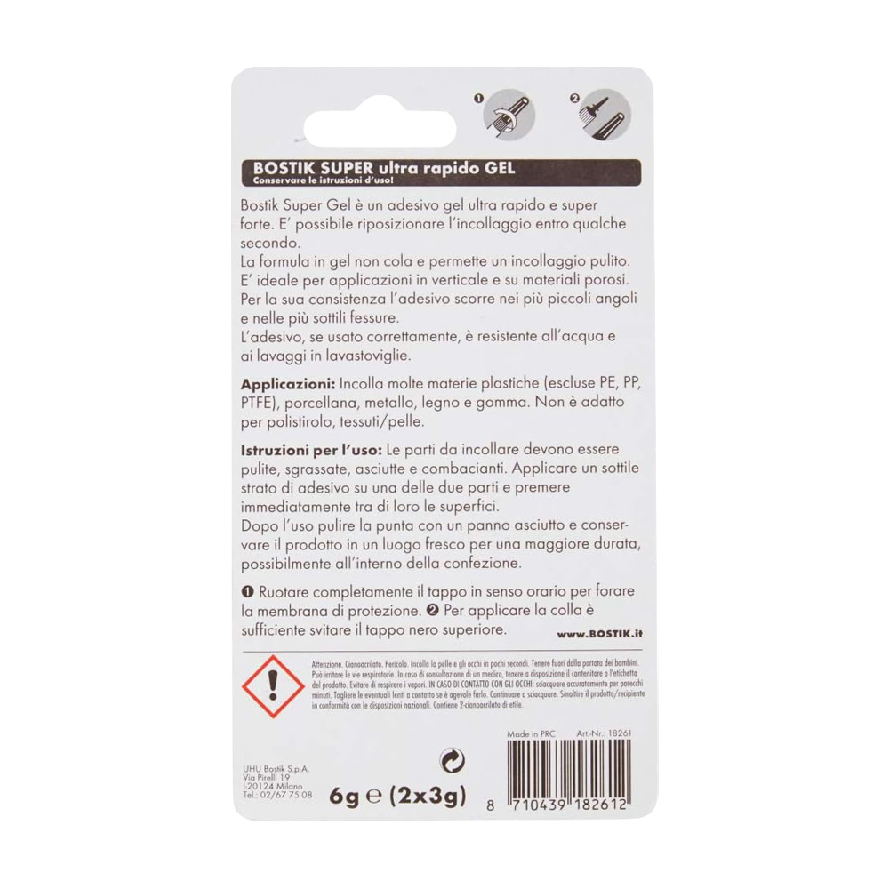Adesivo Istantaneo Universale in Gel Super Control BOSTIK - Flaconi 2x3 gr