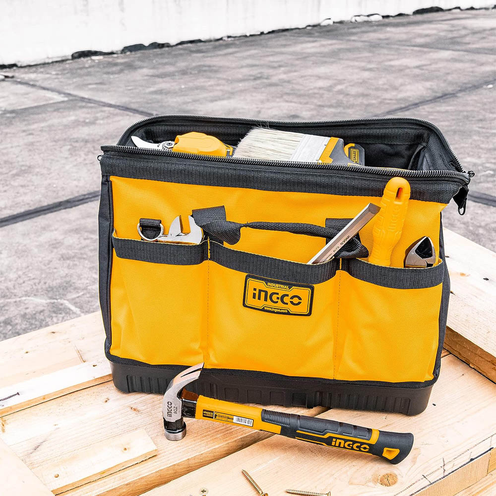 Borsone in Tessuto con Base Rinforzata 40 cm INGCO - 16 Tasche Multifunzione