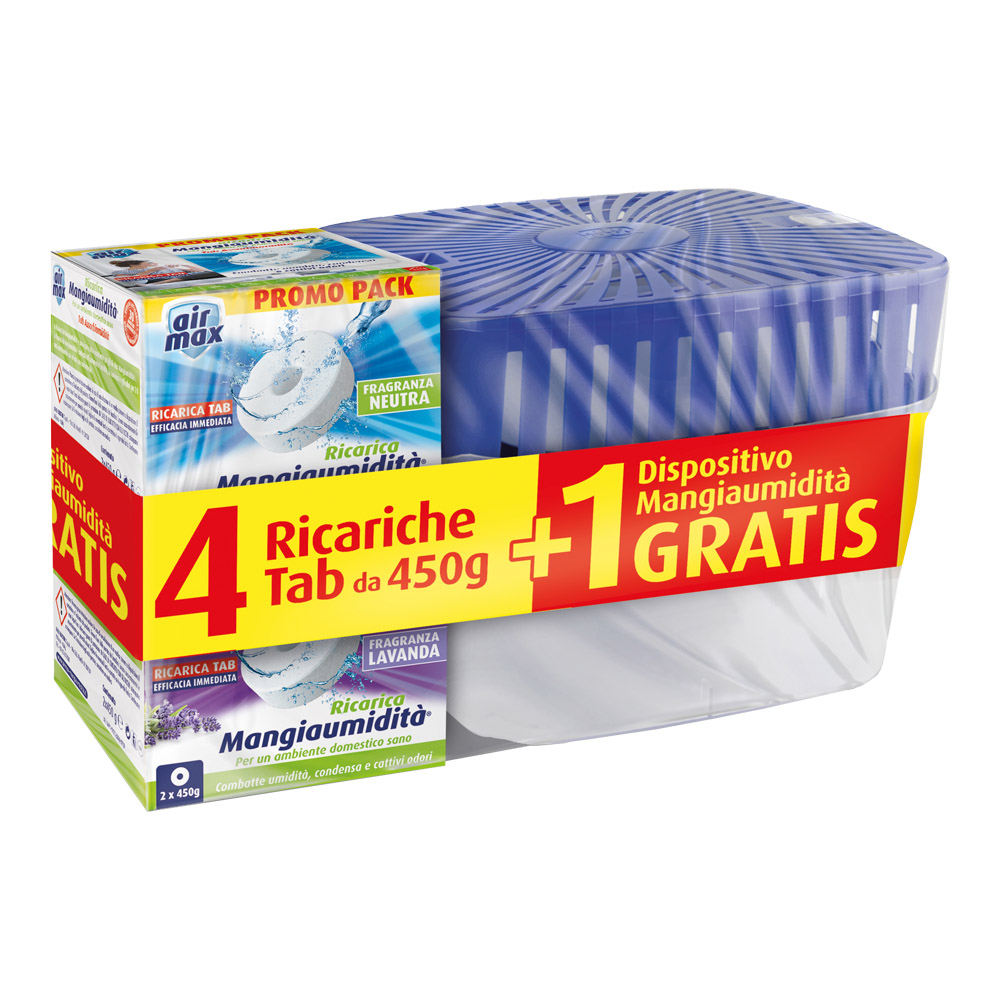 Dispositivo Assorbiumidità con 4x450gr Tab Miste AIR MAX - Fragranze Miste