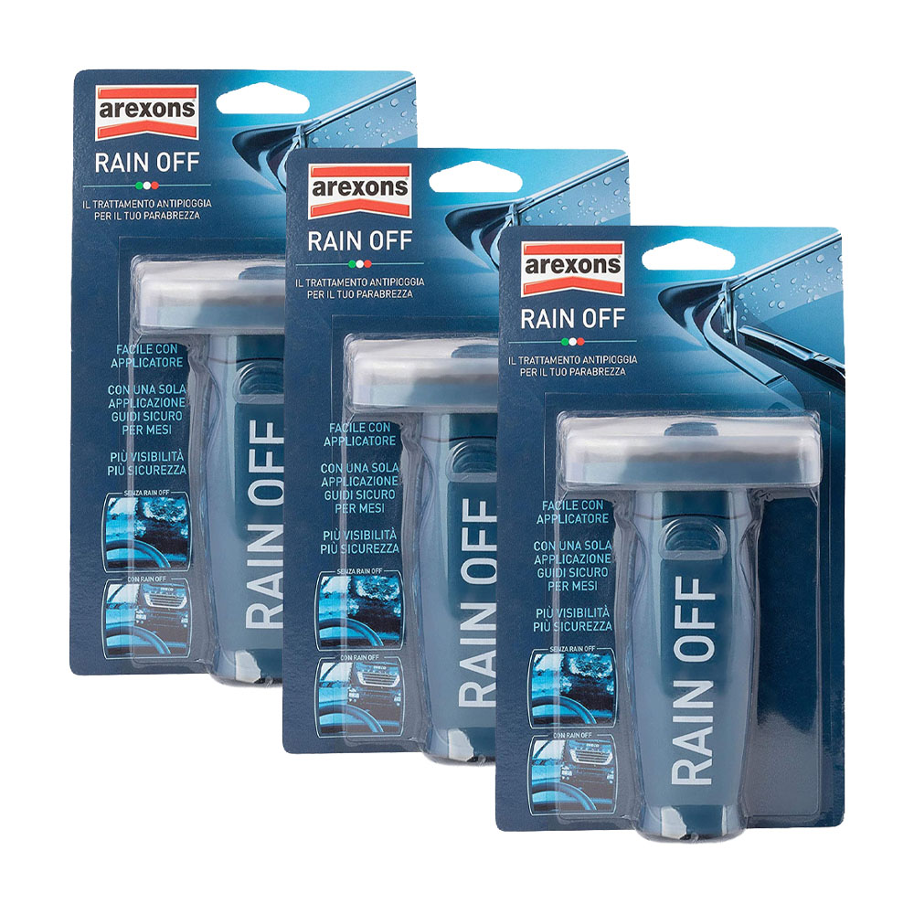 x3 Applicatore per Trattamento Antipioggia Parabrezza Rain Off AREXONS 100 ml