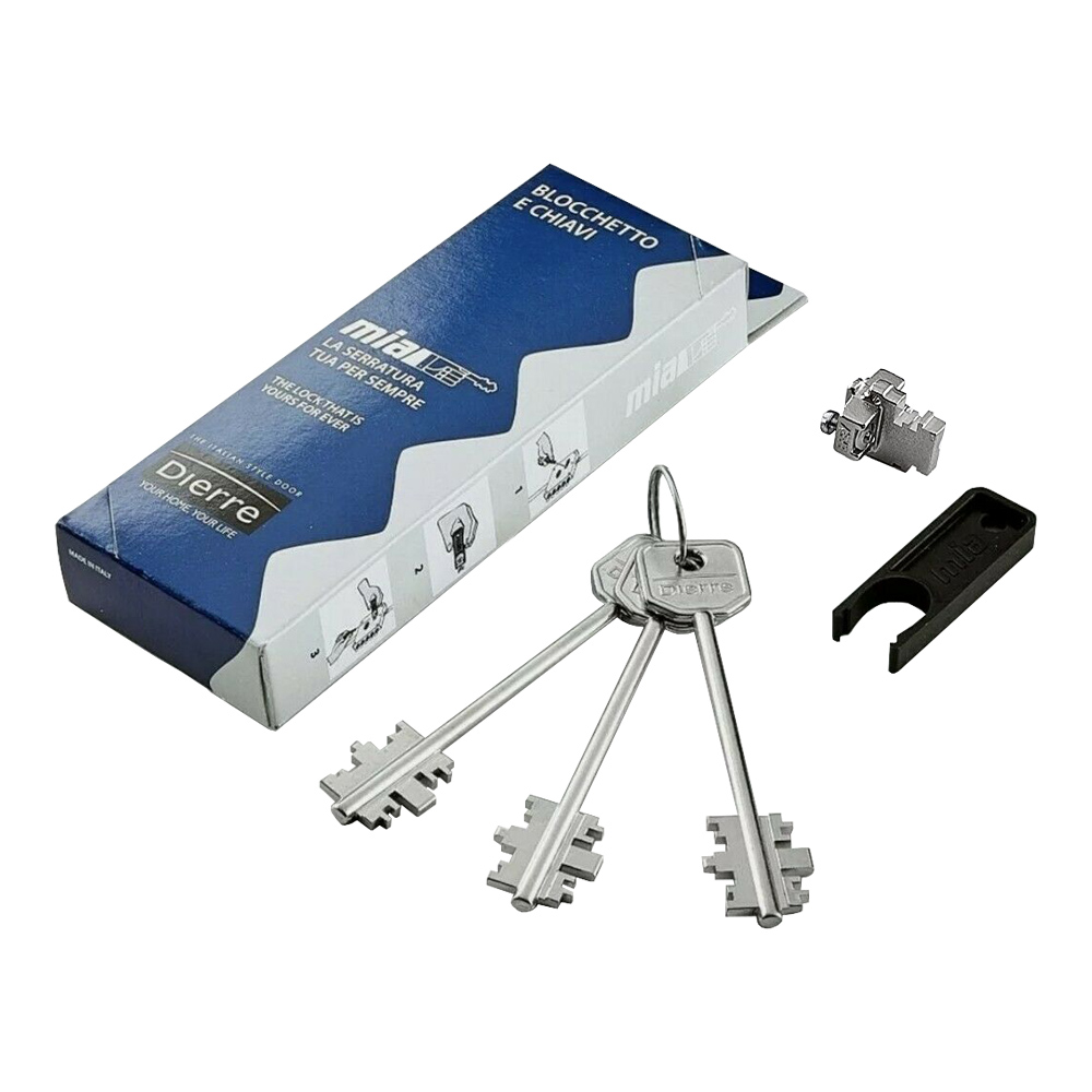 Blocchetto Universale MIA per Serrature DIERRE - con 3 Chiavi Diritte 92 mm