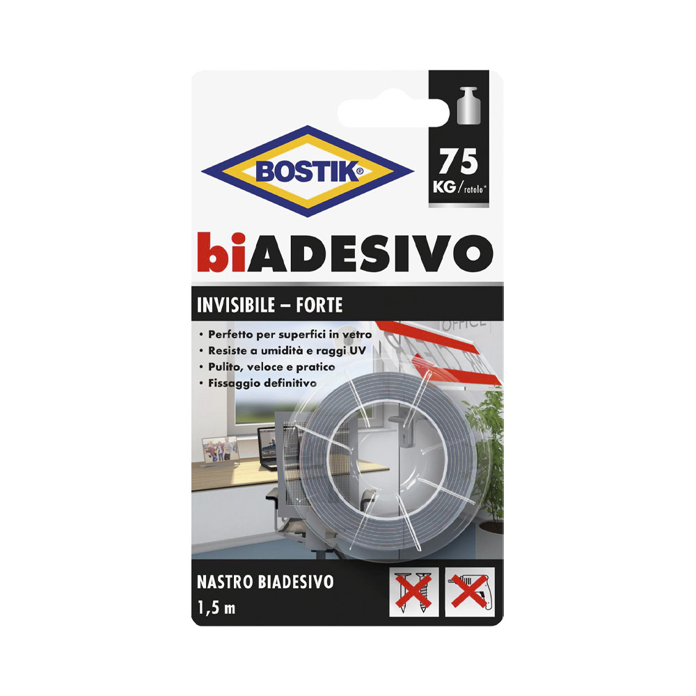 Nastro Biadesivo Trasparente 19 MM X 1,5 MT BOSTIK