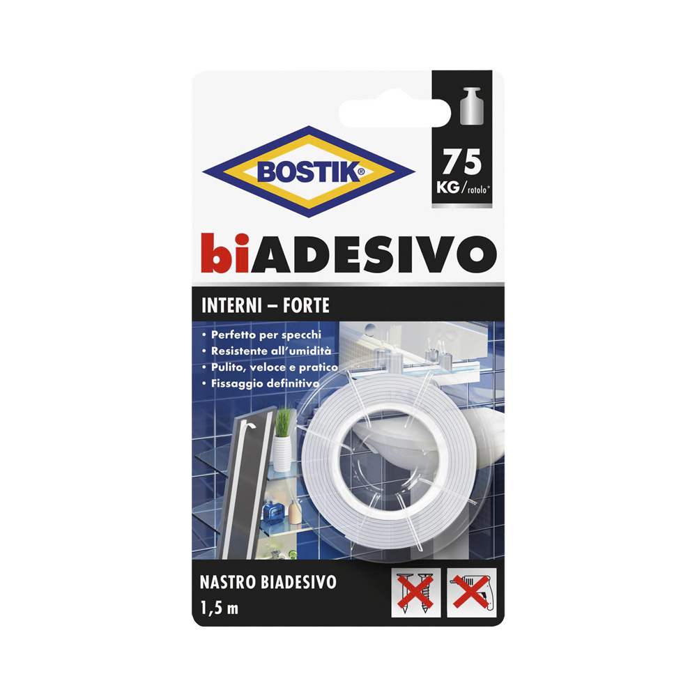 Nastro extra forte biadesivo interni bostik 19 mm x 1.5 mt.