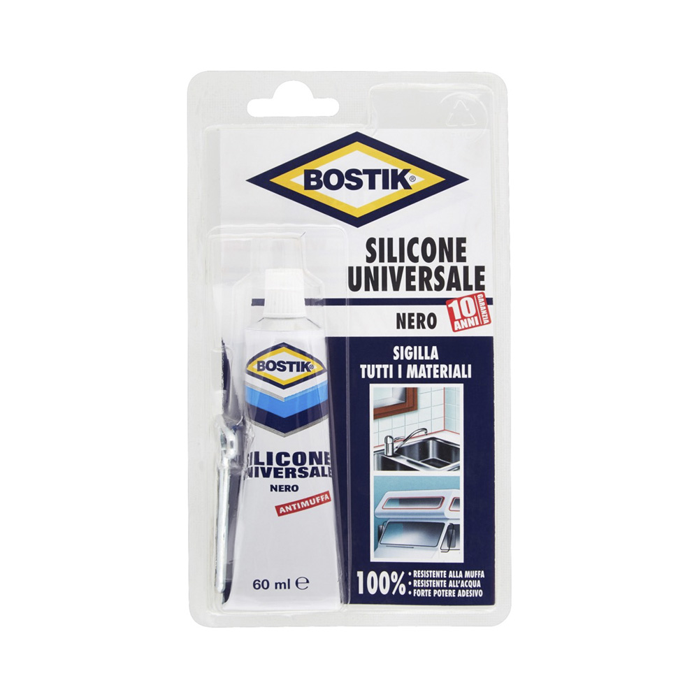 Silicone universale per giunti e fessure bostik 60 ml - nero.