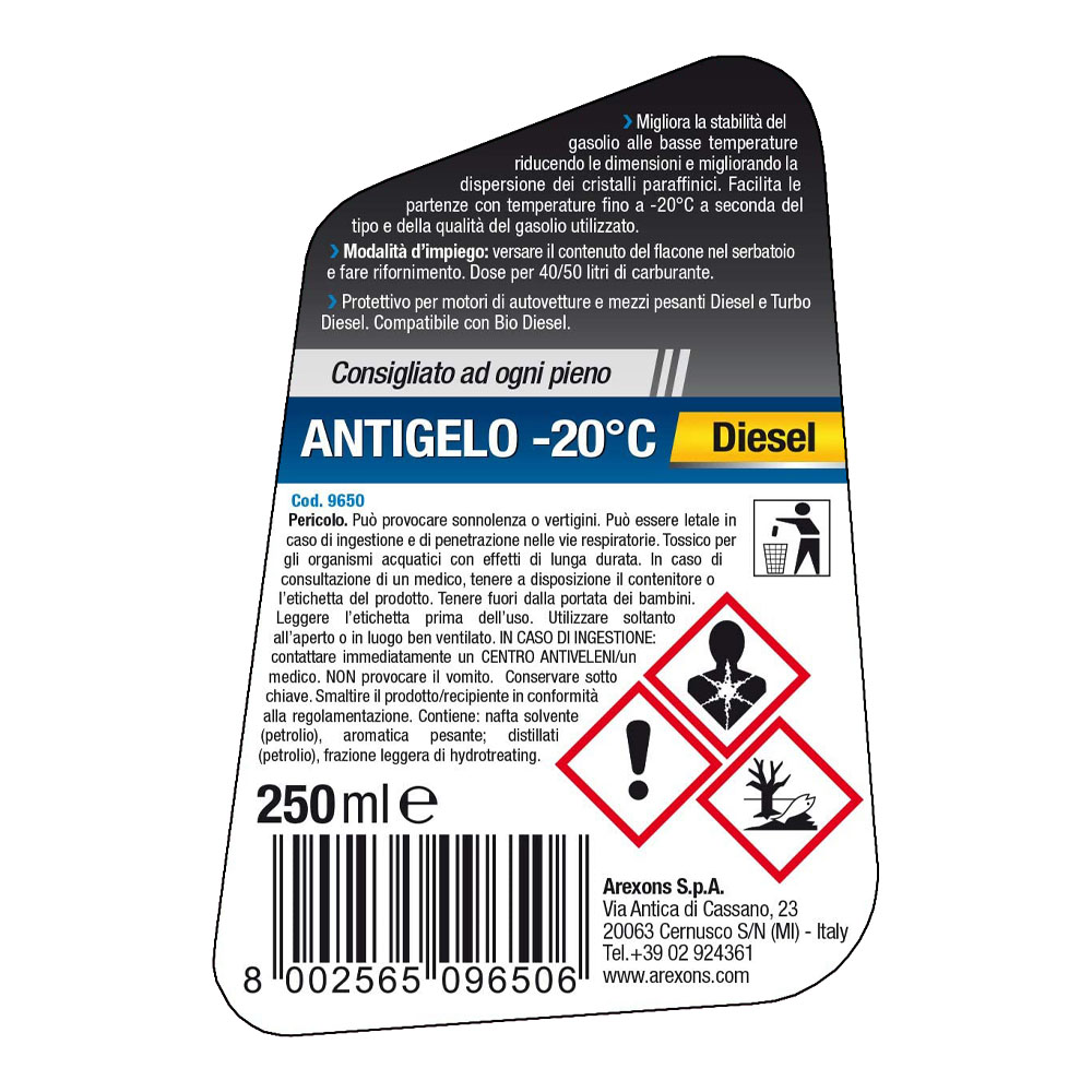 Additivo Protettivo Antigelo per Motori Diesel AREXONS 250 ml