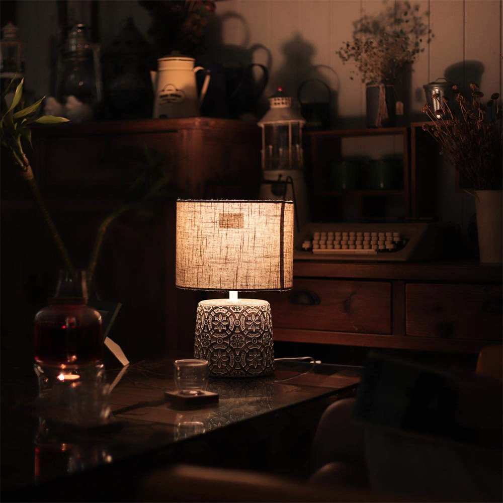 Lampada da Tavolo Vintage in Ceramica Marrone AIGOSTAR - Attacco E14