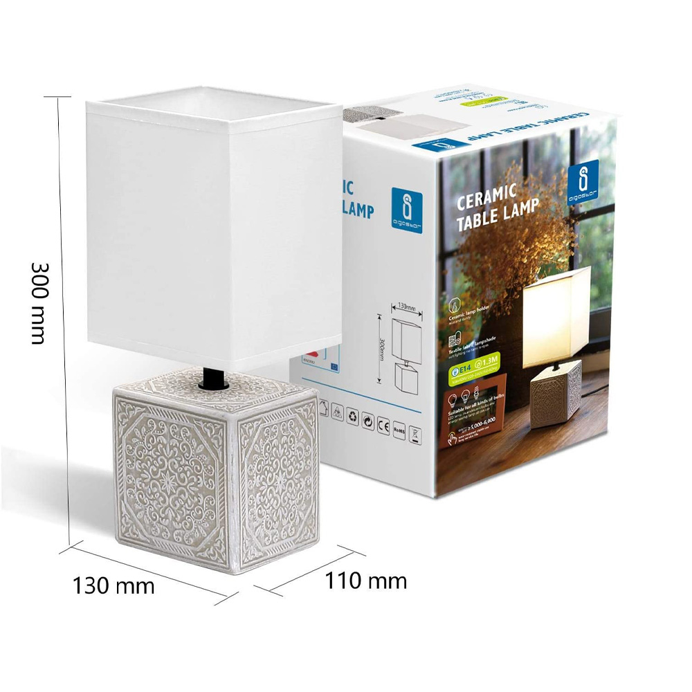 Lampada da Tavolo Moderna in Ceramica Bianco AIGOSTAR - Attacco E14