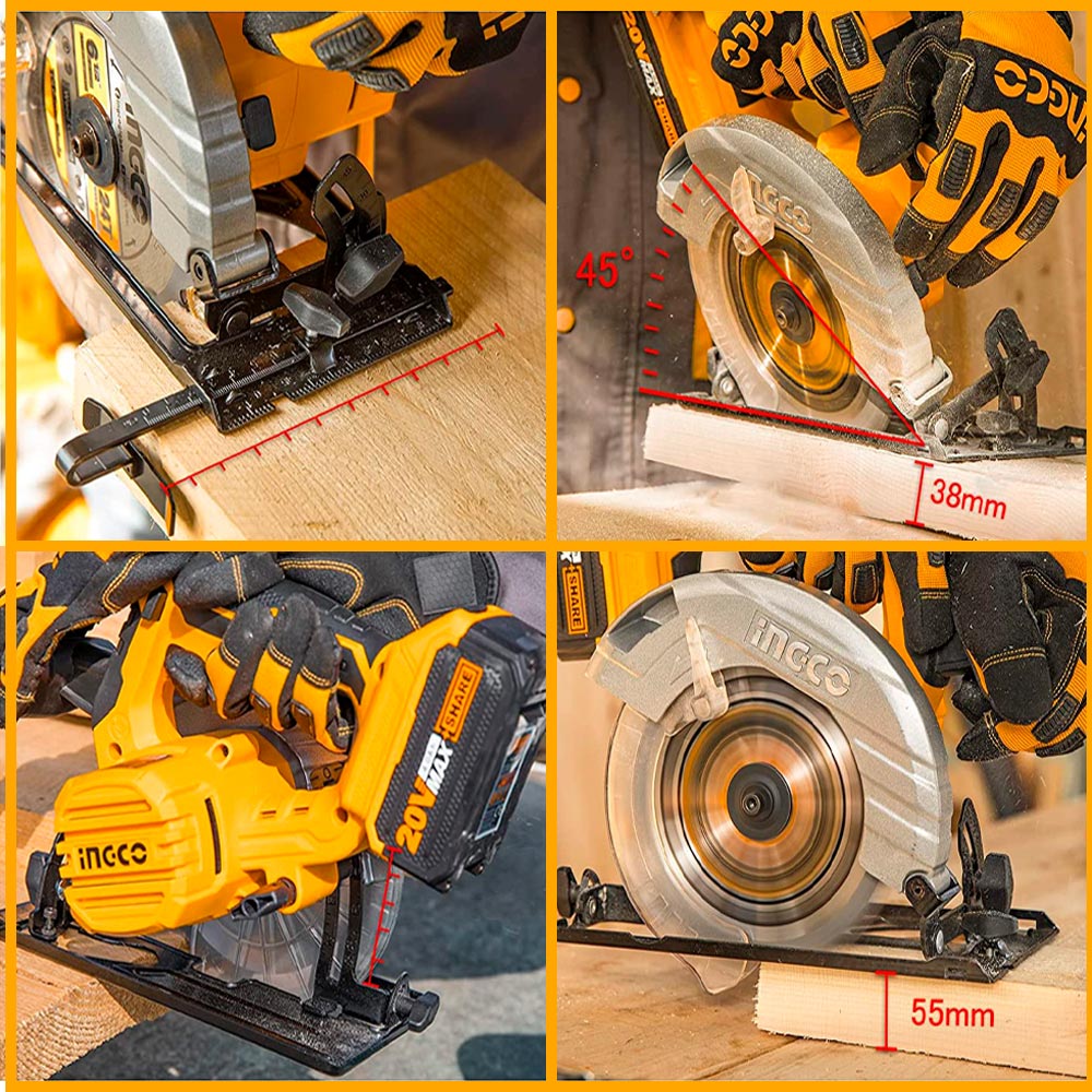 Sega Circolare a Batteria 20V INGCO - con Lama da 165 mm