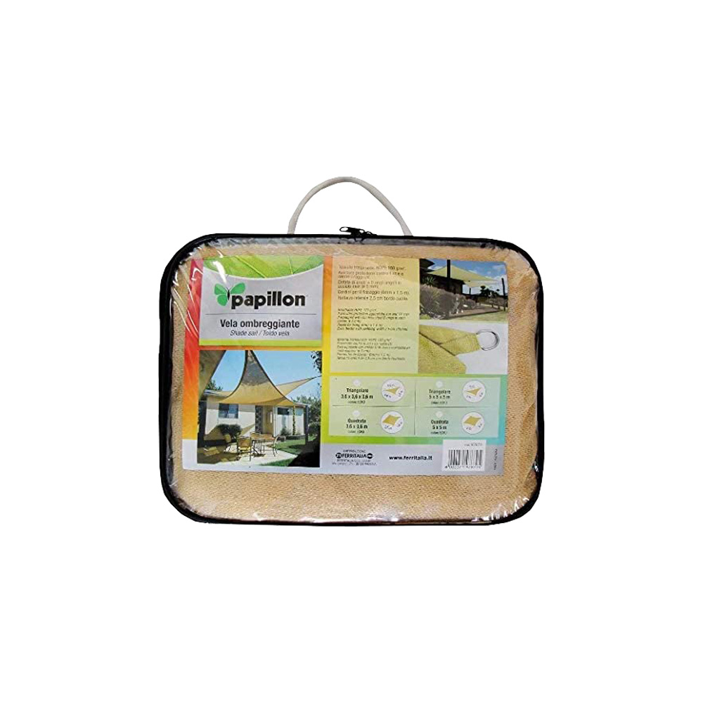 Telo Vela Triangolare Beige in PE 5x5x5 mt FERLIVING