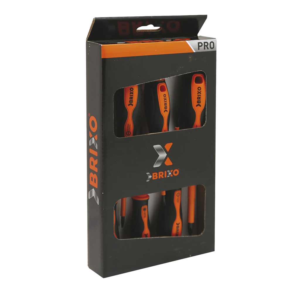 Set 6 cacciaviti job brixo - 2 torx, 2 a taglio isolanti, 2 phillips isolanti.