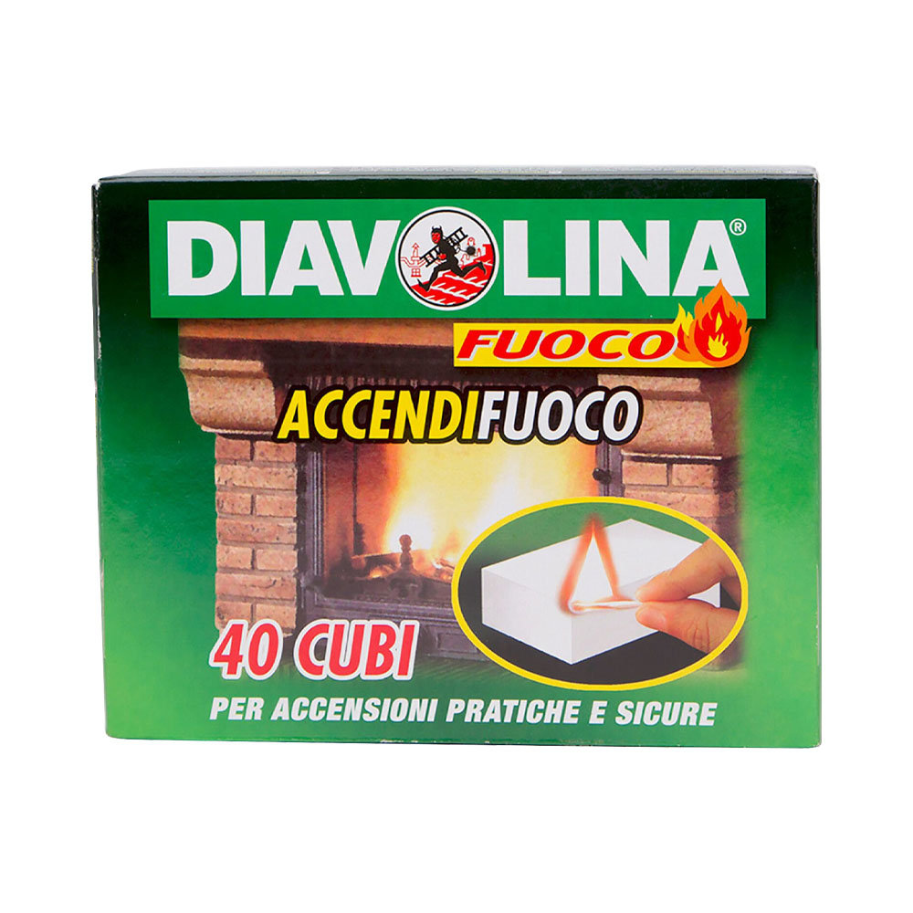 Accendifuoco Bianco 40 Cubetti DIAVOLINA per Barbecue e Caminetti