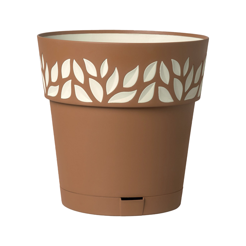 Vaso in pvc cloe tondo 30x29 cm stefanplast - terracotta e vanilla.