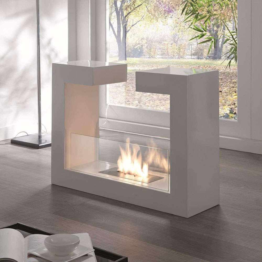 Biocamino da Pavimento Nathan Bianco 3,7 kW - 78x25x58h cm