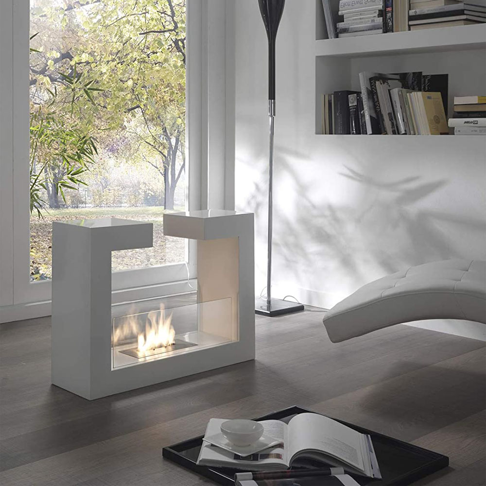 Biocamino da Pavimento Nathan Bianco 3,7 kW - 78x25x58h cm