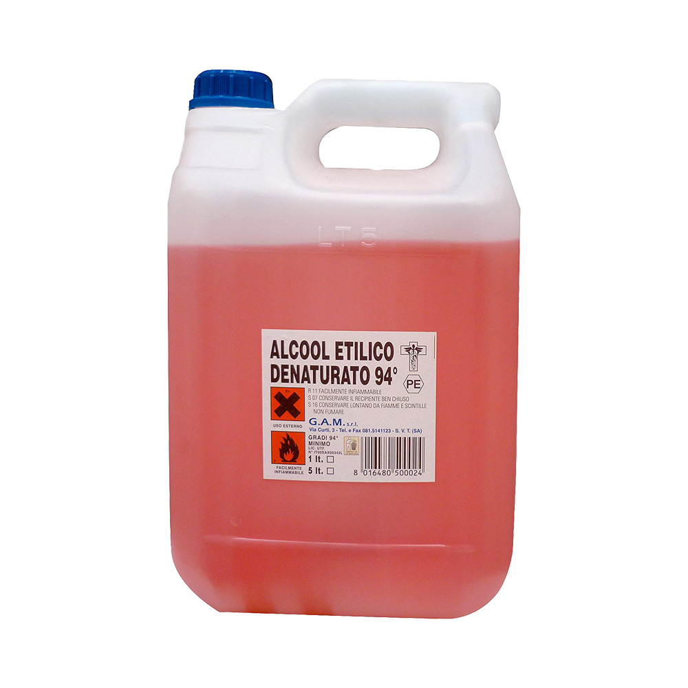 Alcool Etilico Denaturato 94 Gradi Certificato 5 Lt