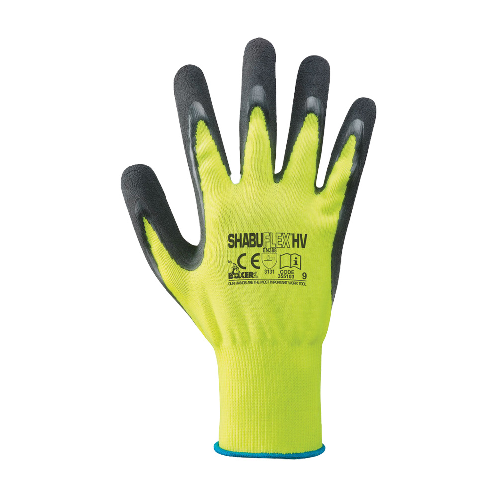 Guanti da Lavoro in Nylon e Lattice Giallo Fluo e Nero FERWORK - Taglia 9