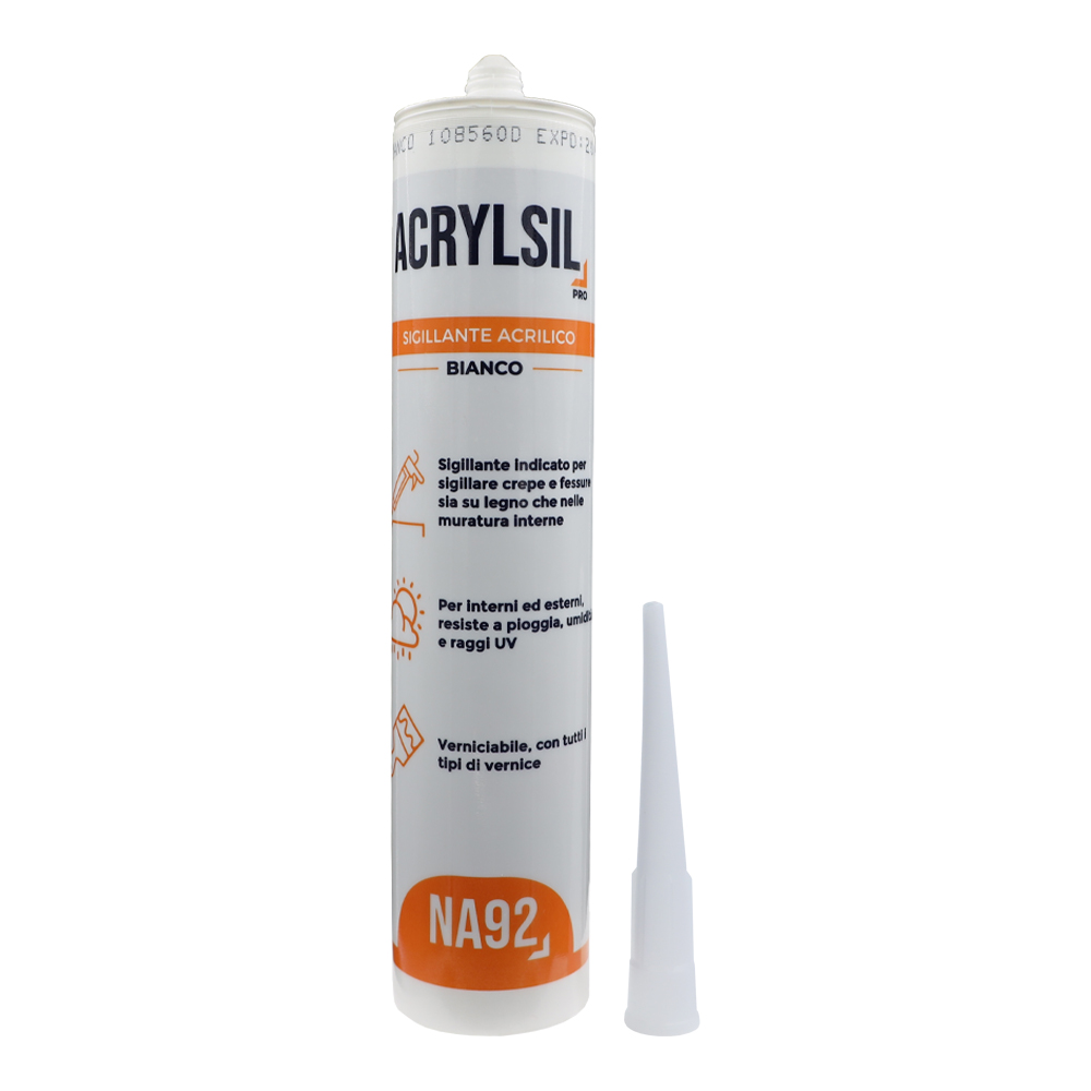 Sigillante acrilico verniciabile acrylsil pro 310 ml na92 - bianco.