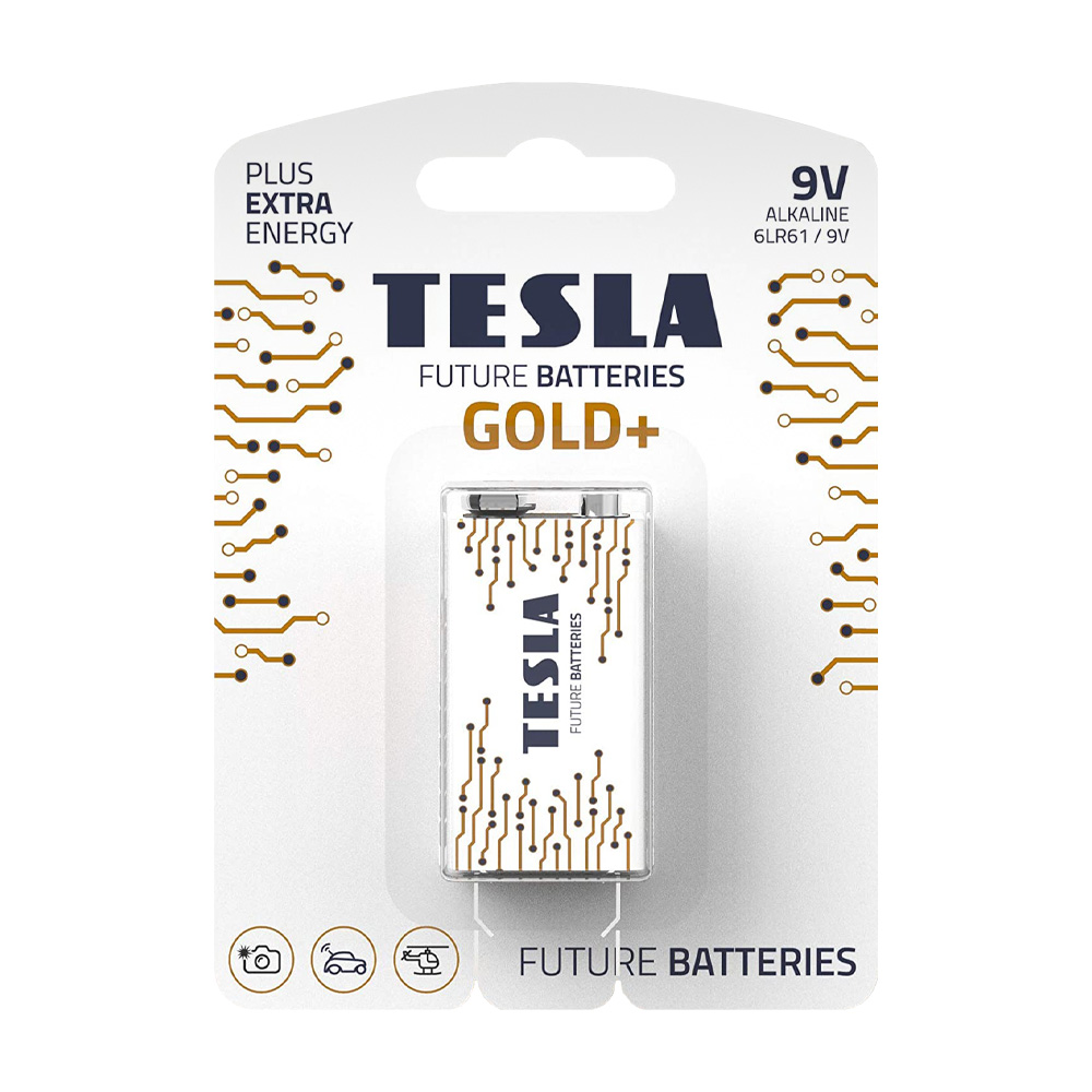 Batteria alcalina 9v tesla gold - tipo 9v 6lr61.