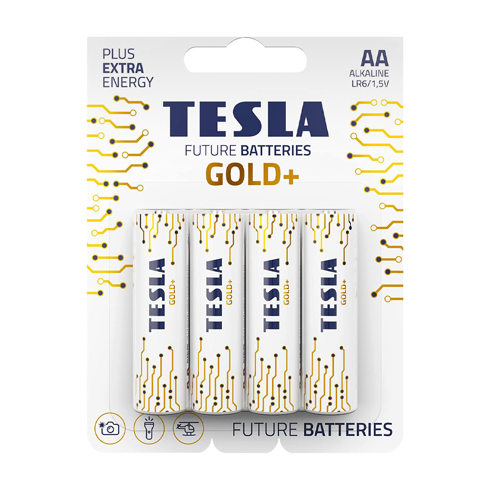 Batterie alcaline stilo aa 4 pezzi tesla gold - tipo aa lr06.