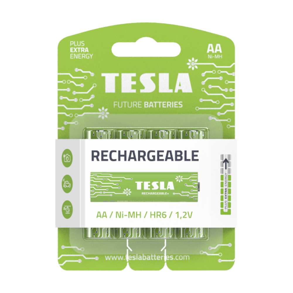Batterie stilo aa 4 pezzi tesla rechargeable - pile ricaricabili nimh.