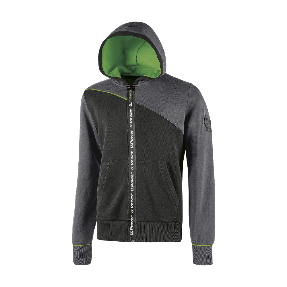 Felpa full zip con cappuccio enjoy jupiter asphalt grey u-power - taglia m.