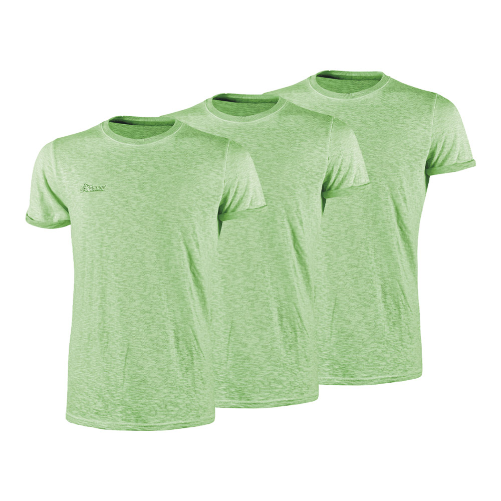 x3 T-Shirt Cotone Fiammato Enjoy Fluo Green U-POWER - Taglia L