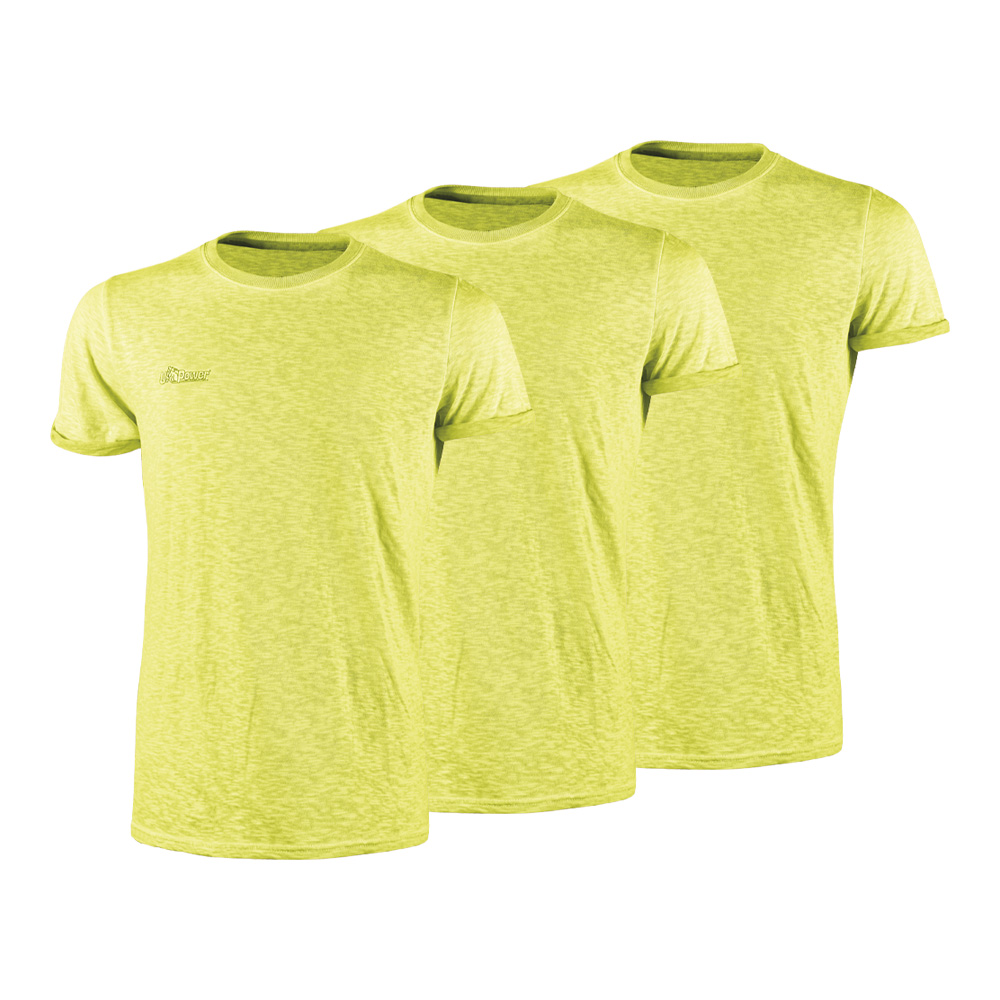 x3 T-Shirt Cotone Fiammato Enjoy Fluo Yellow U-POWER - Taglia S