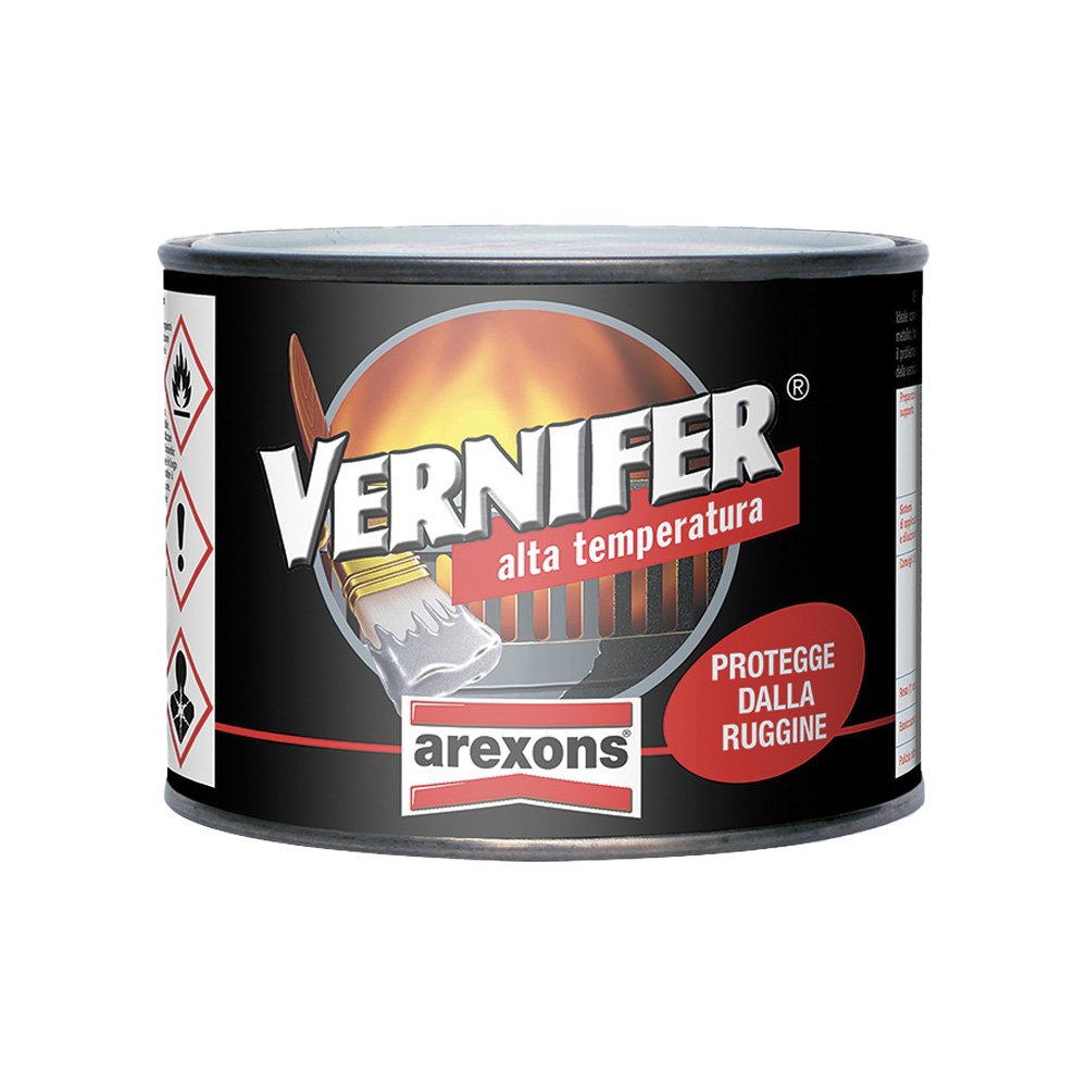 Smalto antiruggine vernifer alta temperatura nero satinato arexons 500 ml.