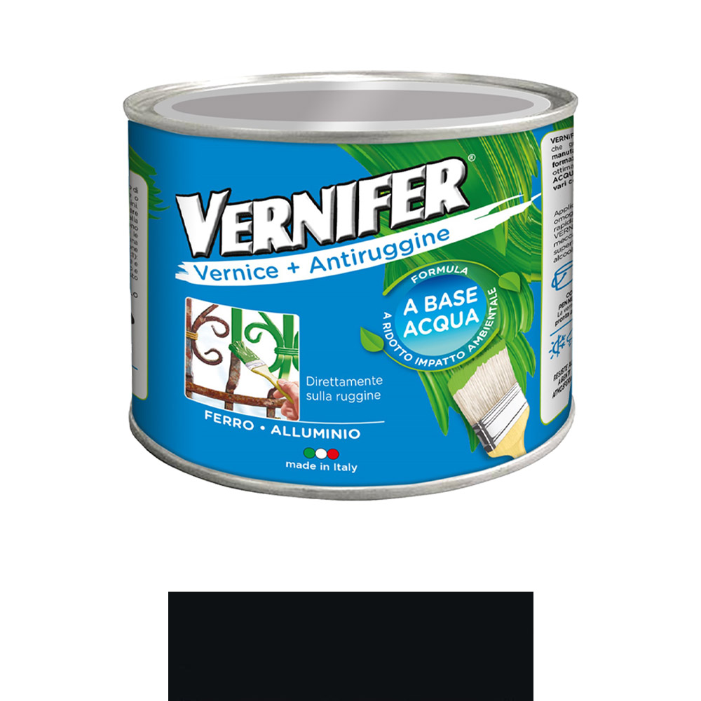 Smalto antiruggine vernifer base acqua 500 ml arexons - nero brillante.