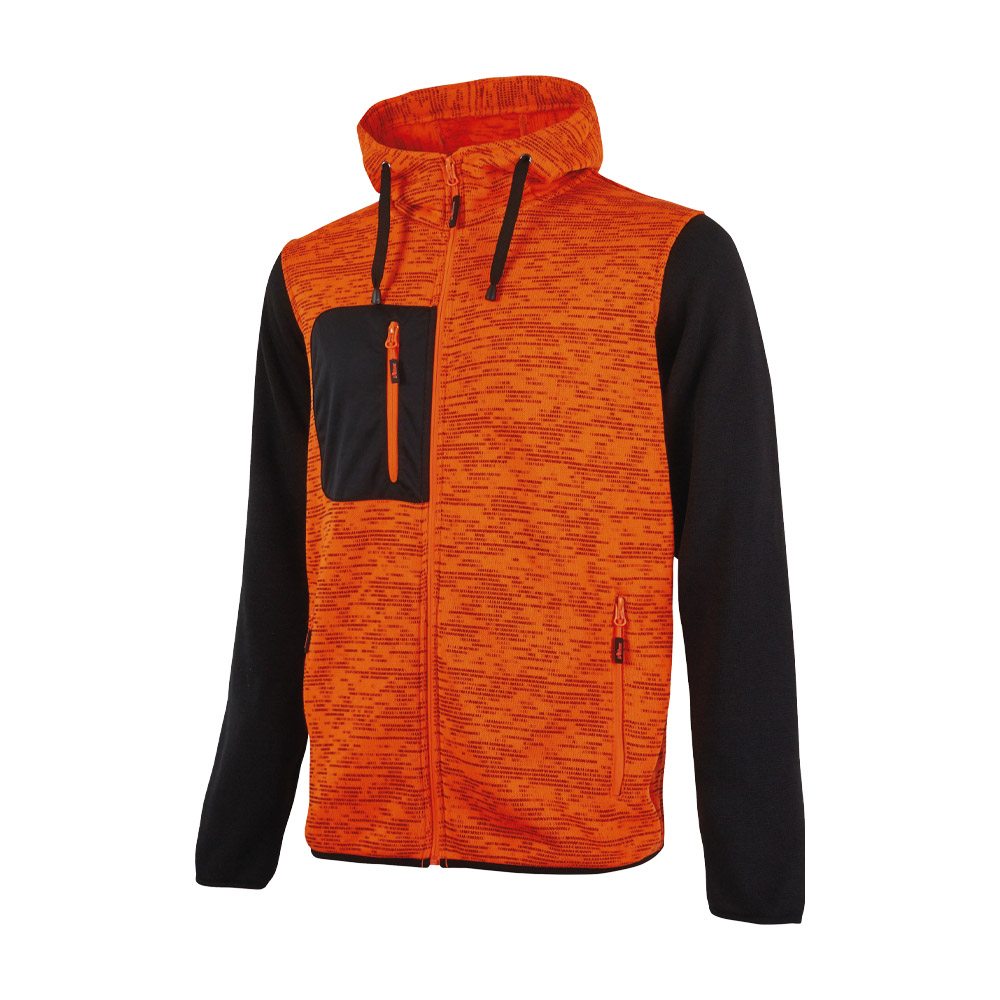 Felpa full zip con cappuccio enjoy rainbow orange fluo u-power - taglia l.