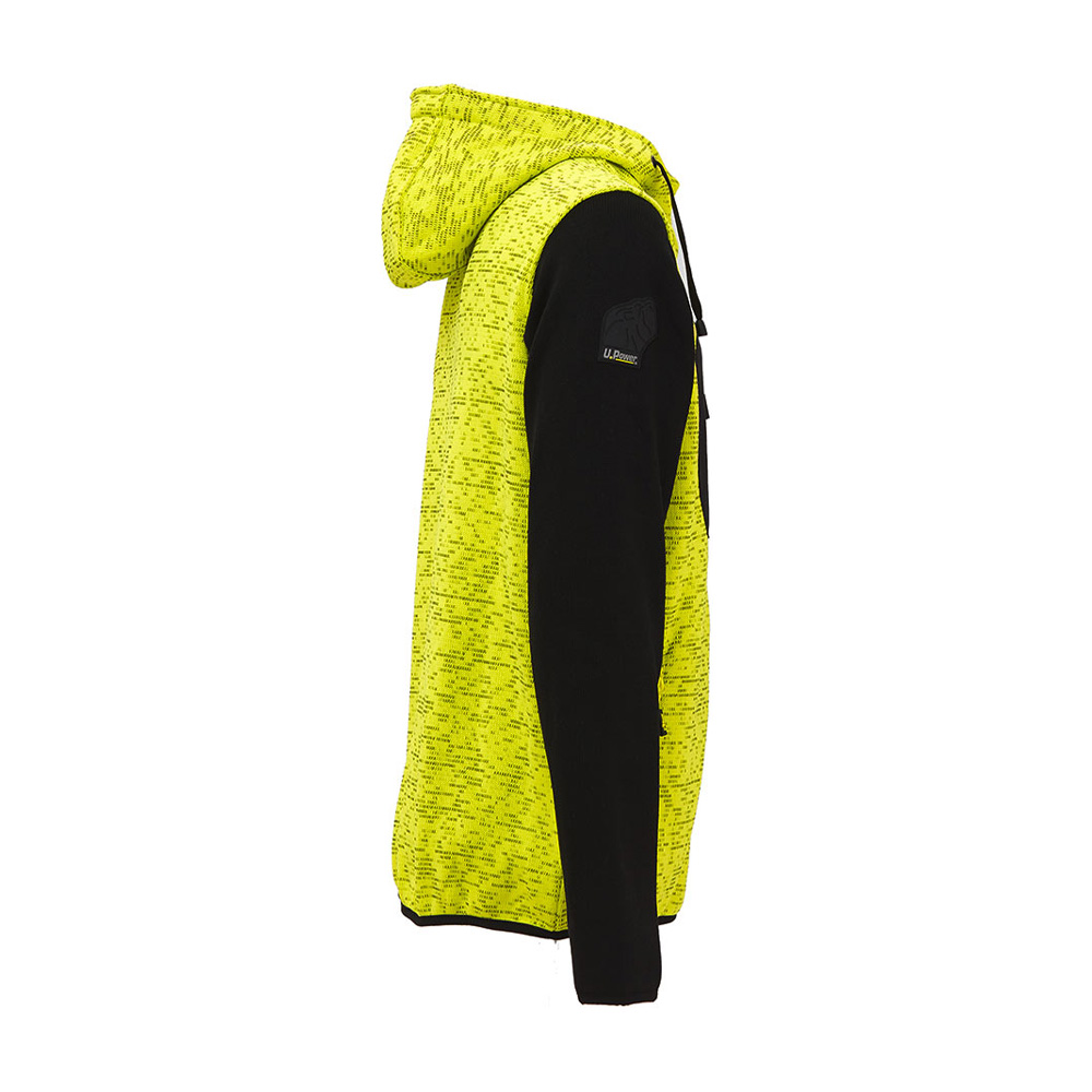 Felpa Full Zip con Cappuccio Enjoy Rainbow Giallo Fluo U-POWER - Taglia XL