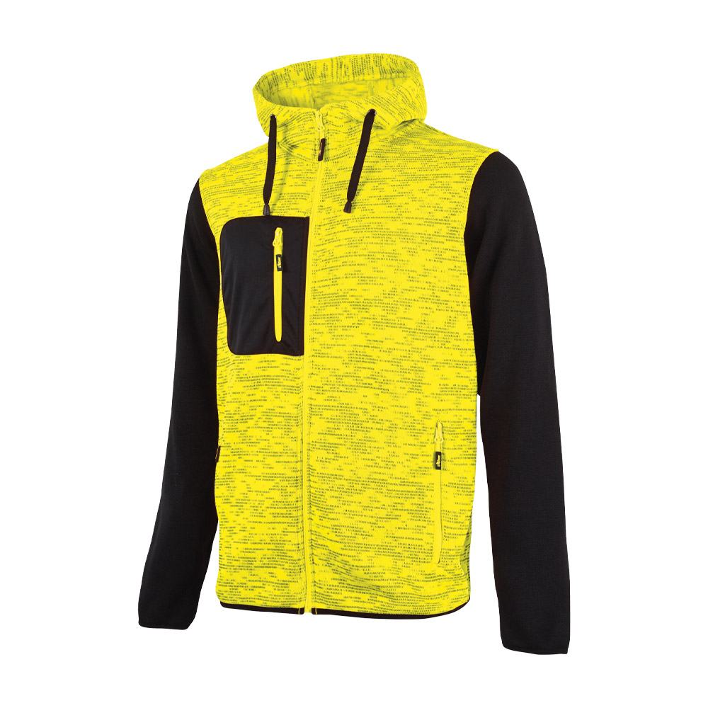 Felpa full zip con cappuccio enjoy rainbow giallo fluo u-power - taglia xl.