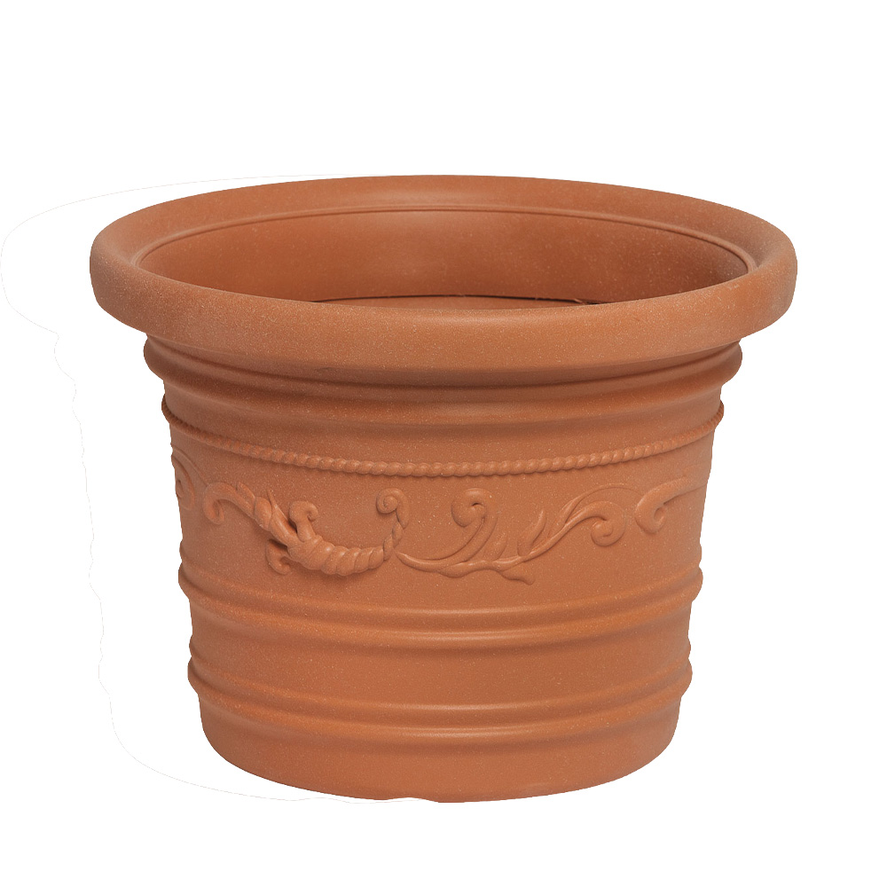 Vaso festonato circolare in resina rosso terracotta ferliving - 35x26h cm.