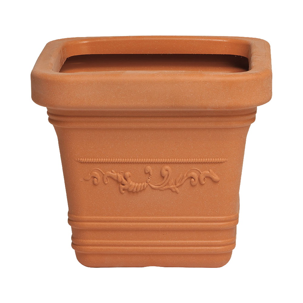 Vaso festonato quadrato in resina rosso terracotta ferliving - 40x40x35h cm.