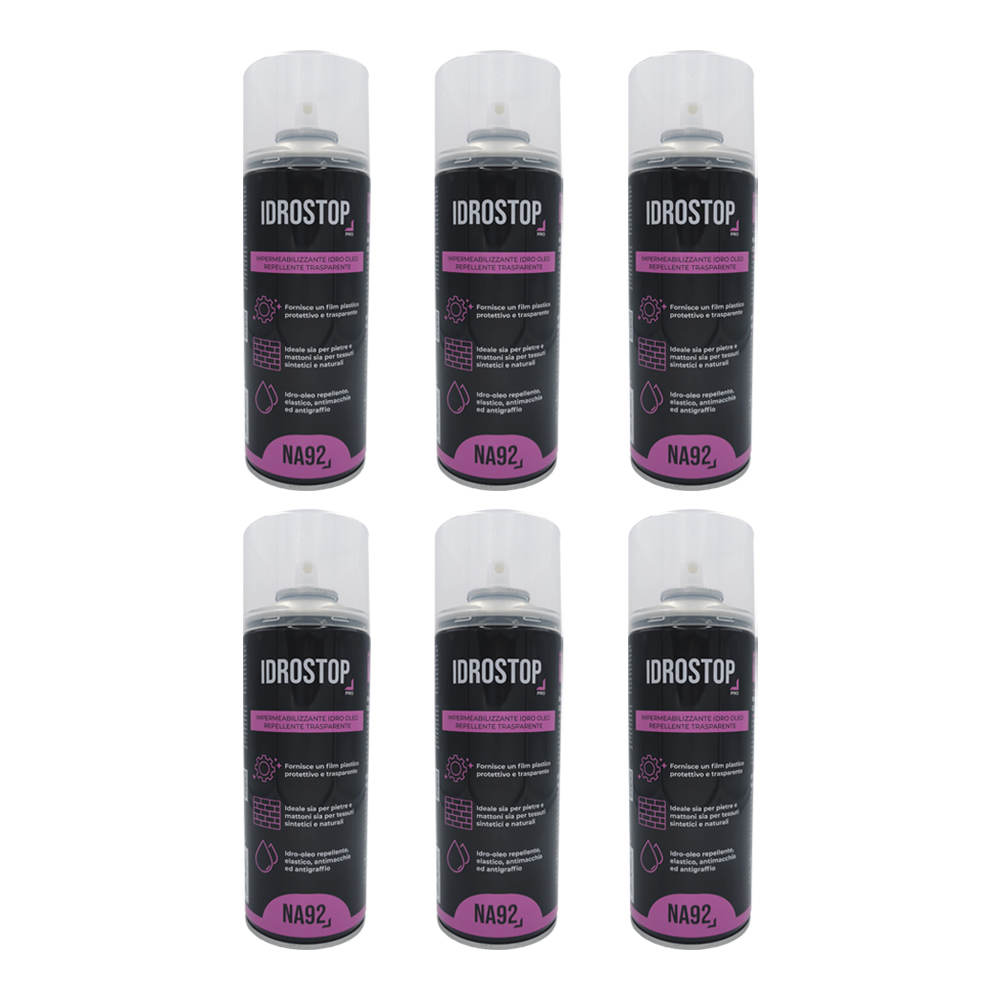 x6 Impermeabilizzante Idro-Oleo Repellente IDROSTOP PRO 400 ml - Trasparente