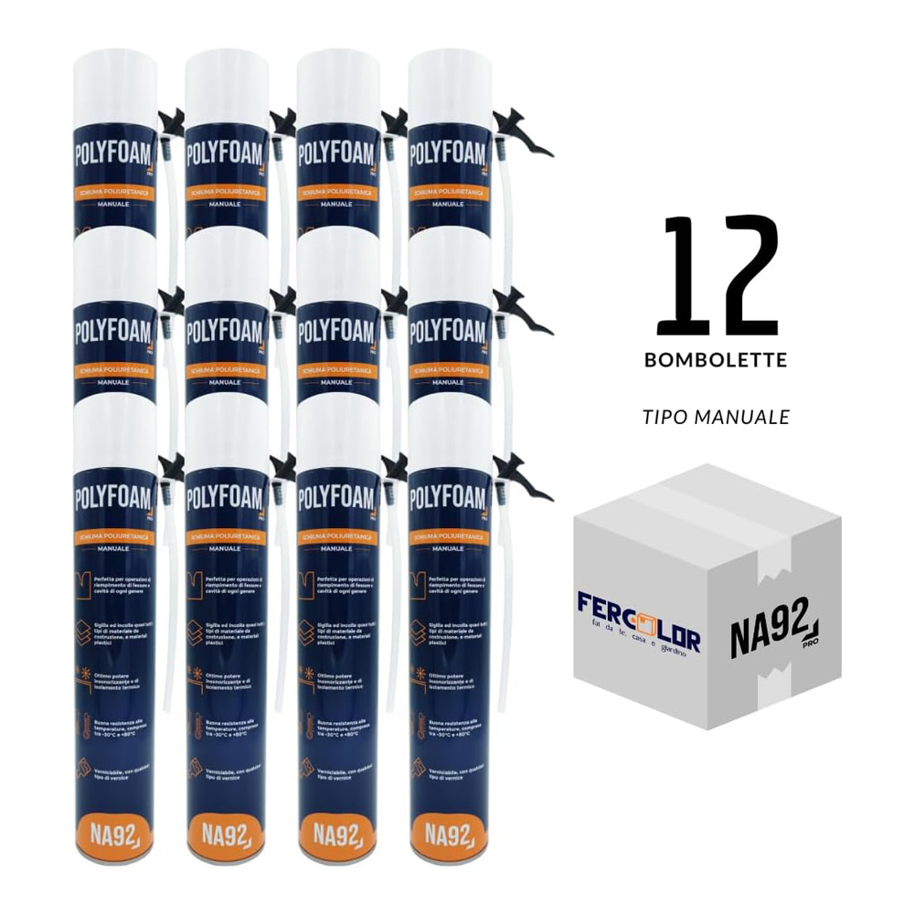 Schiuma Poliuretanica Manuale NA92 POLYFOAM 750 ml - Maxi Conf. 12 Pezzi