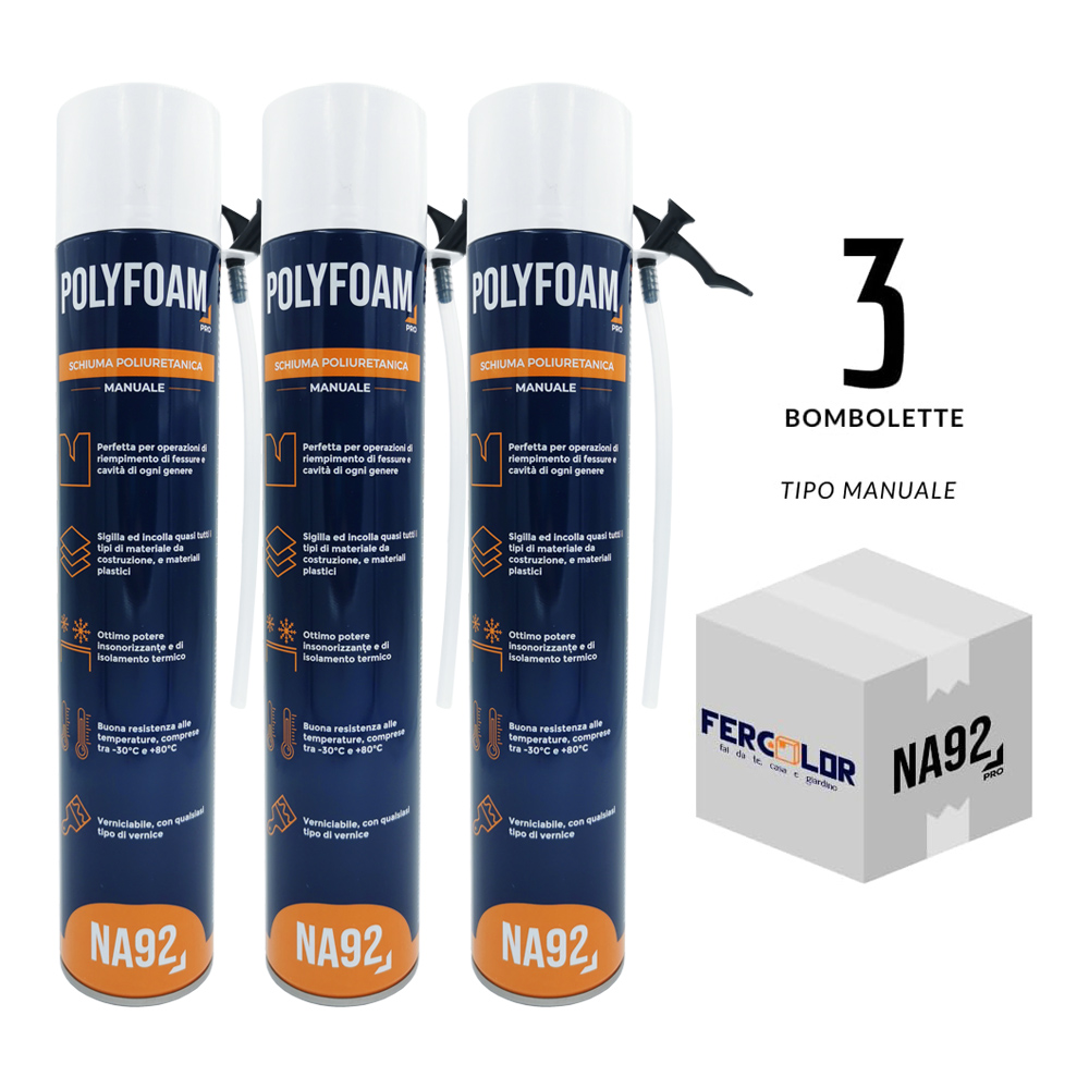 Schiuma Poliuretanica Manuale NA92 POLYFOAM 750 ml - Conf. 3 Pezzi
