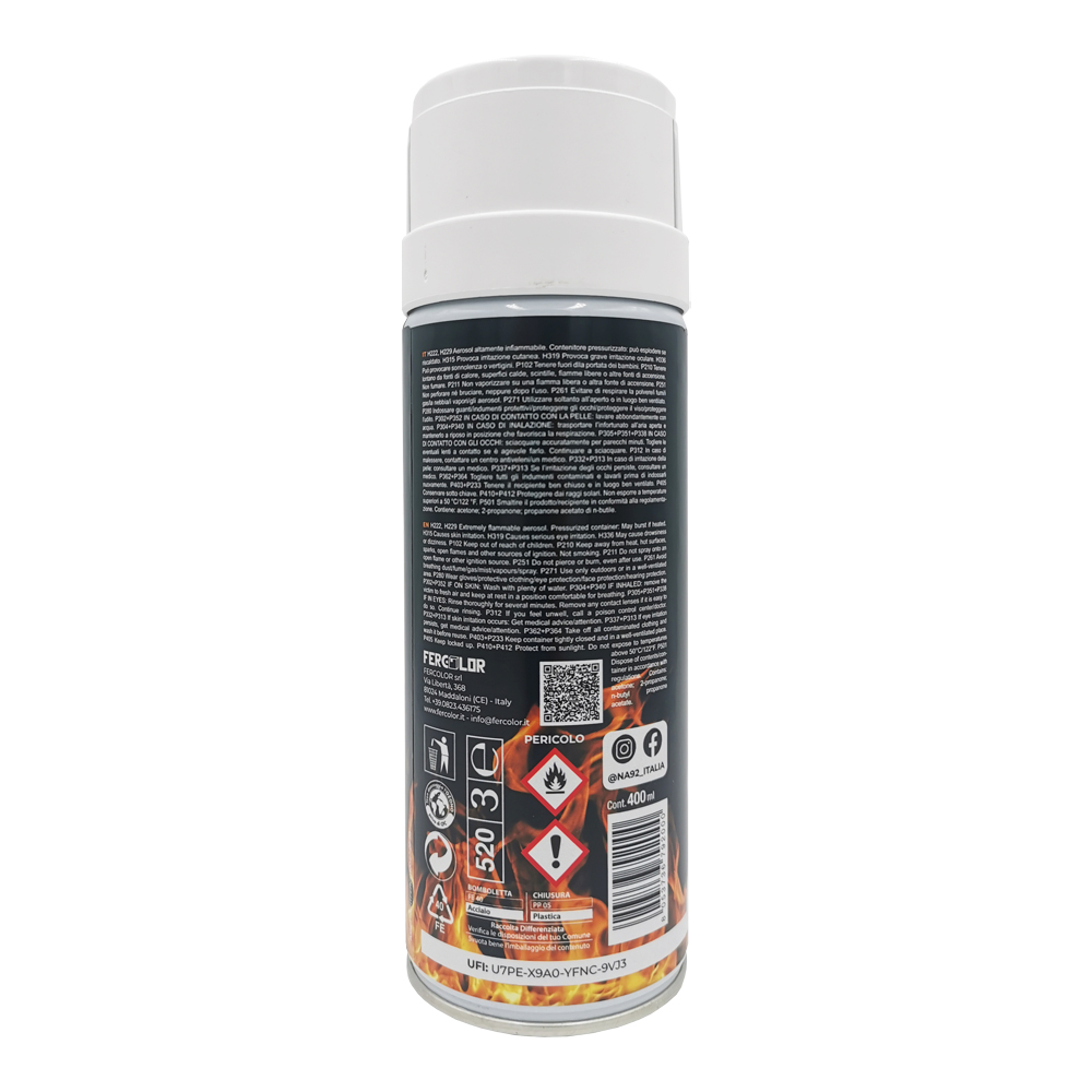 Spray Vernice Acrilica Alta Temperatura 400 ml NA92 PRO - Bianco