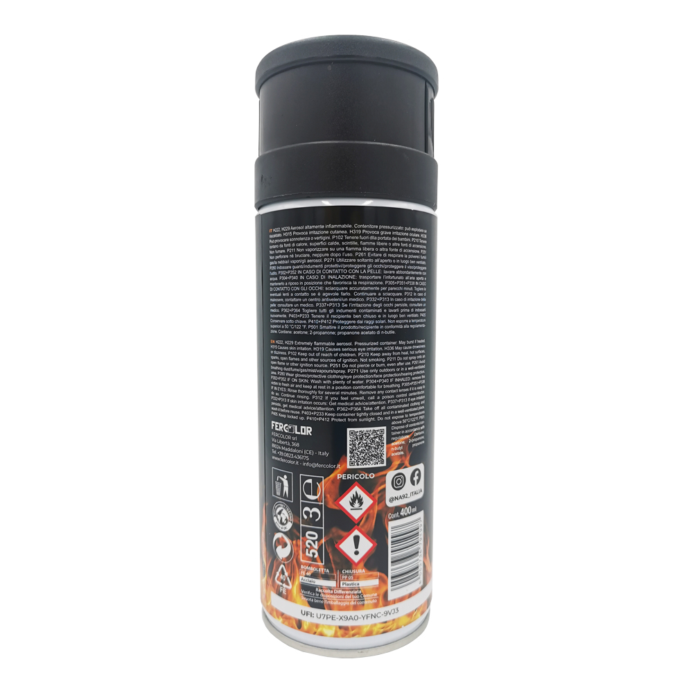 Spray Vernice Acrilica Alta Temperatura 400 ml NA92 PRO - Nero