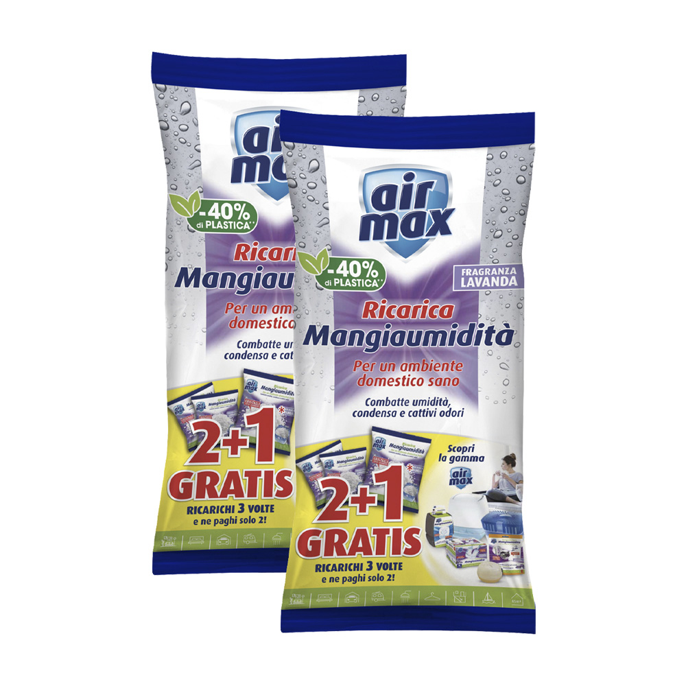 Ricarica sali assorbiumidit lavanda 2x1350 gr air max - circa 6 ricariche.