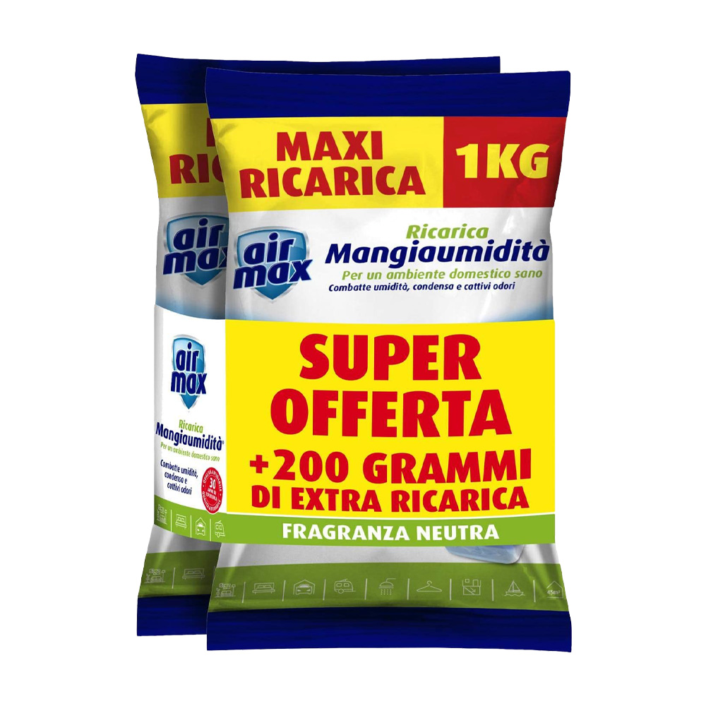 Ricarica Sali Assorbi Umidità Fragranza Neutra AIR MAX - Formato da 2,2 kg 