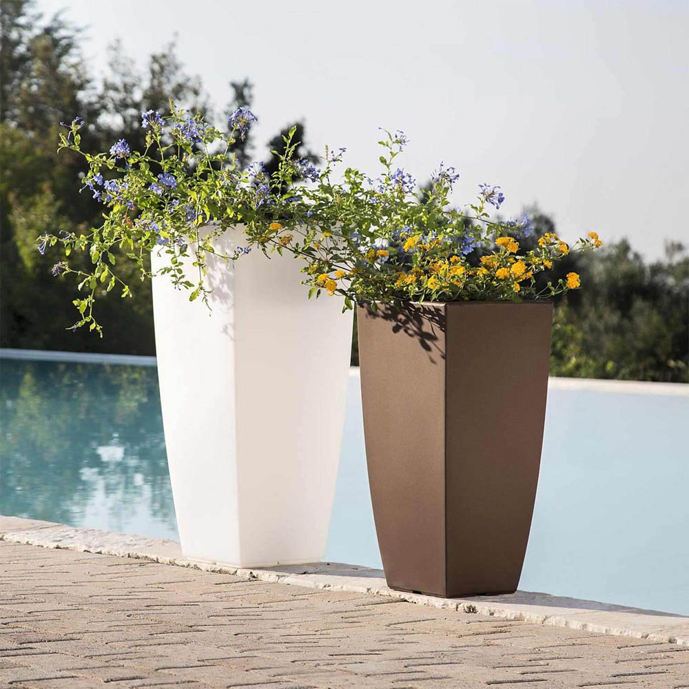 Vaso Quadro Stilo Square 33x33x70h cm FERLIVING - Bianco Ghiaccio