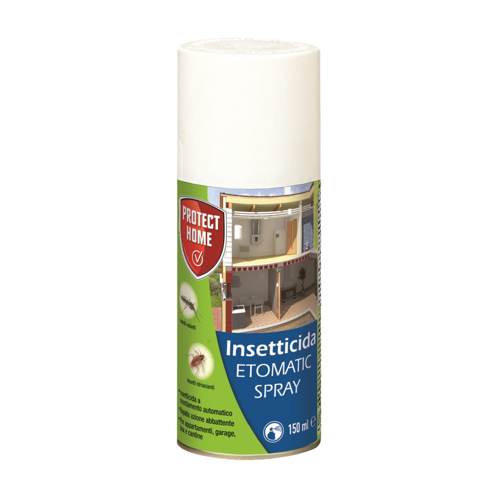 Insetticida etomatic spray 150 ml protect home - aerosol a svuotamento totale.