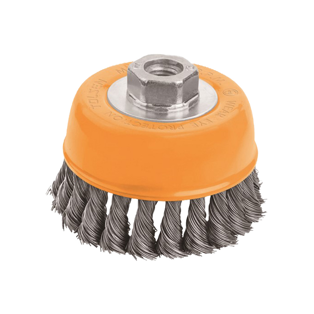 Spazzola a Tazza Industrial con Mazzetti Ritorti 100 mm e Perno M14 TOLSEN