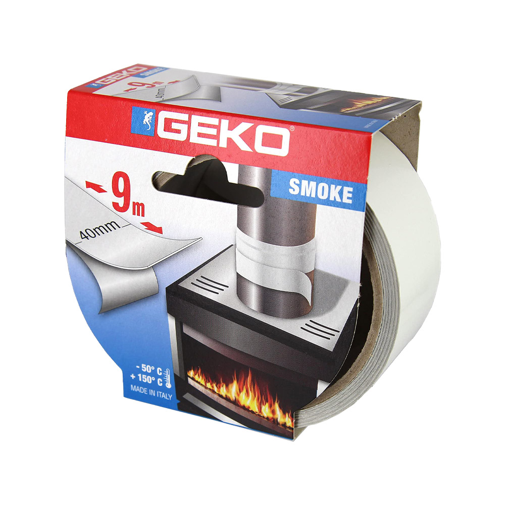 Nastro in alluminio alte temperature geko smoke bianco - 9 mt x 40 mm.