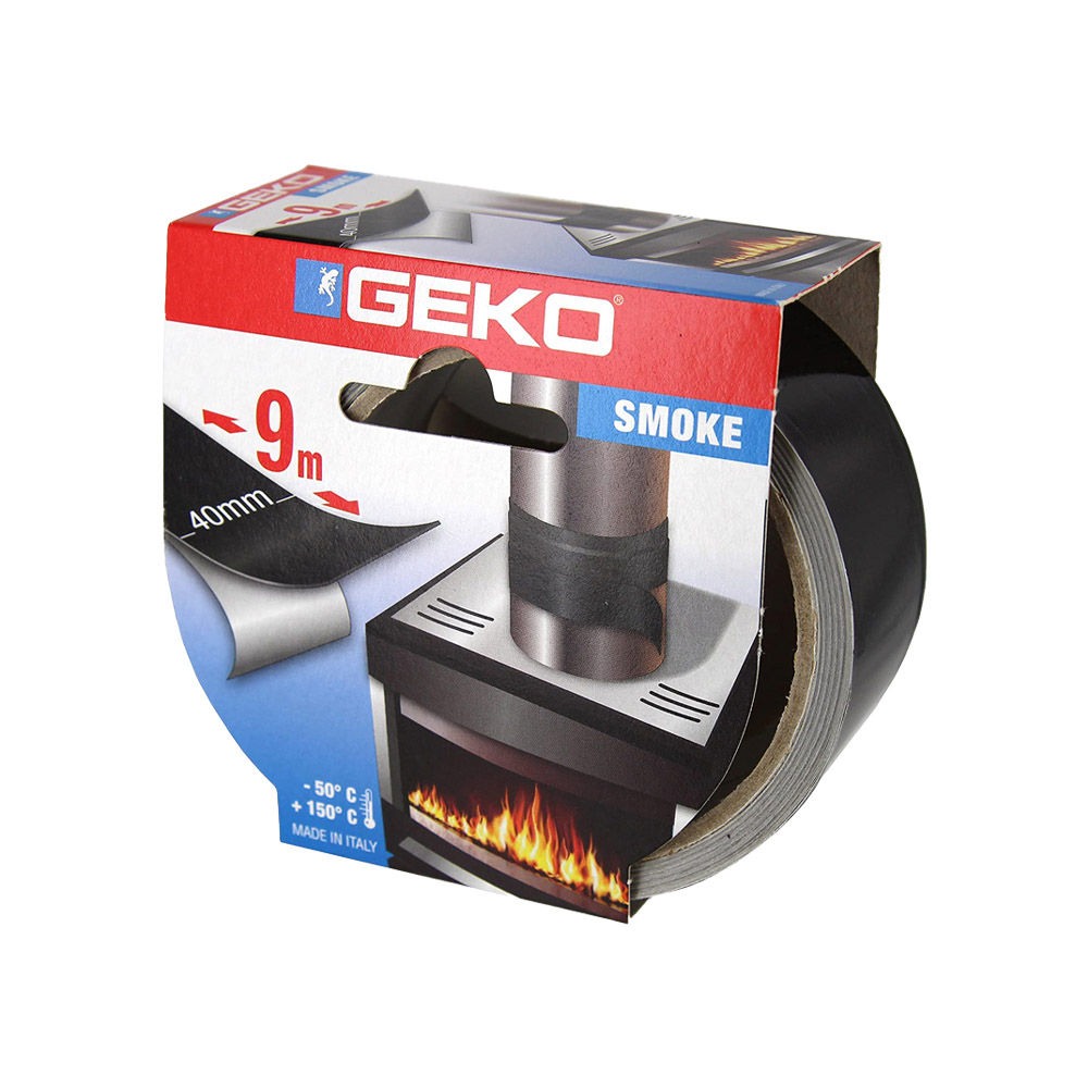 Nastro in alluminio alte temperature geko smoke nero - 9 mt x 40 mm.