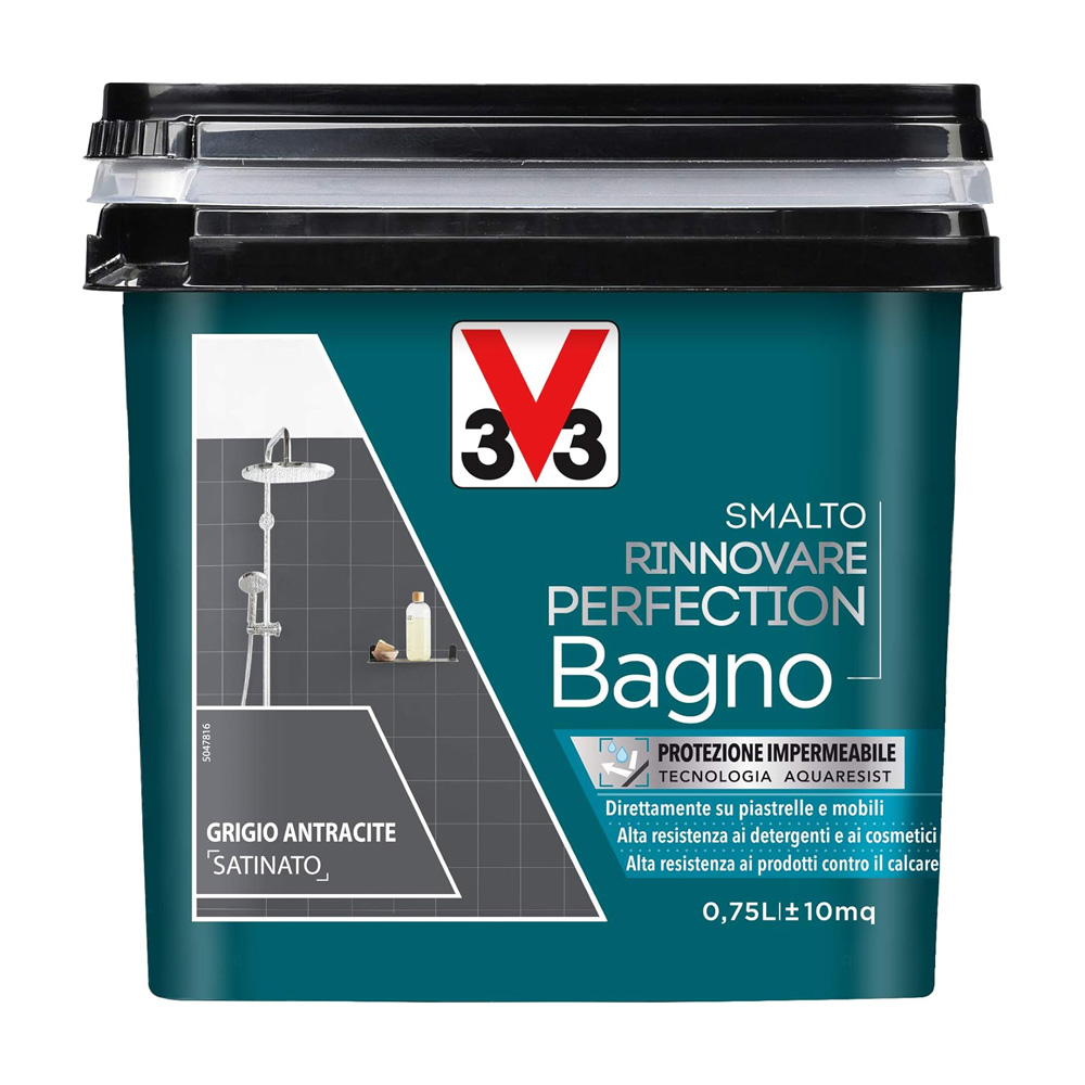 Smalto all'acqua rinnovare perfection bagno 750 ml v33 - grigio antracite.