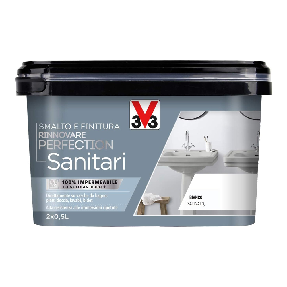 Smalto e finitura rinnovare perfection sanitari 2x0,5 lt v33 - bianco satinato.