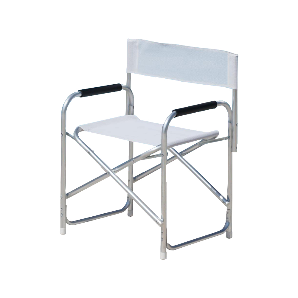 Poltrona regista tubolare in alluminio 56x47x78 cm - tessuto antistrappo bianco.